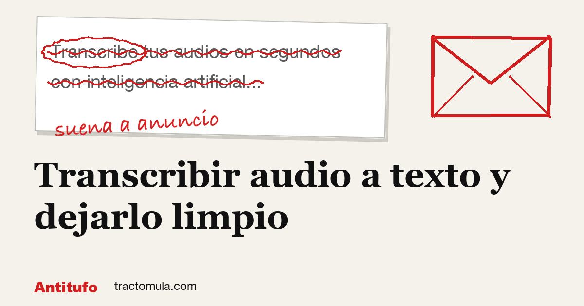 Transcribir audio a texto y dejarlo limpio. Guía de Tractomula.
